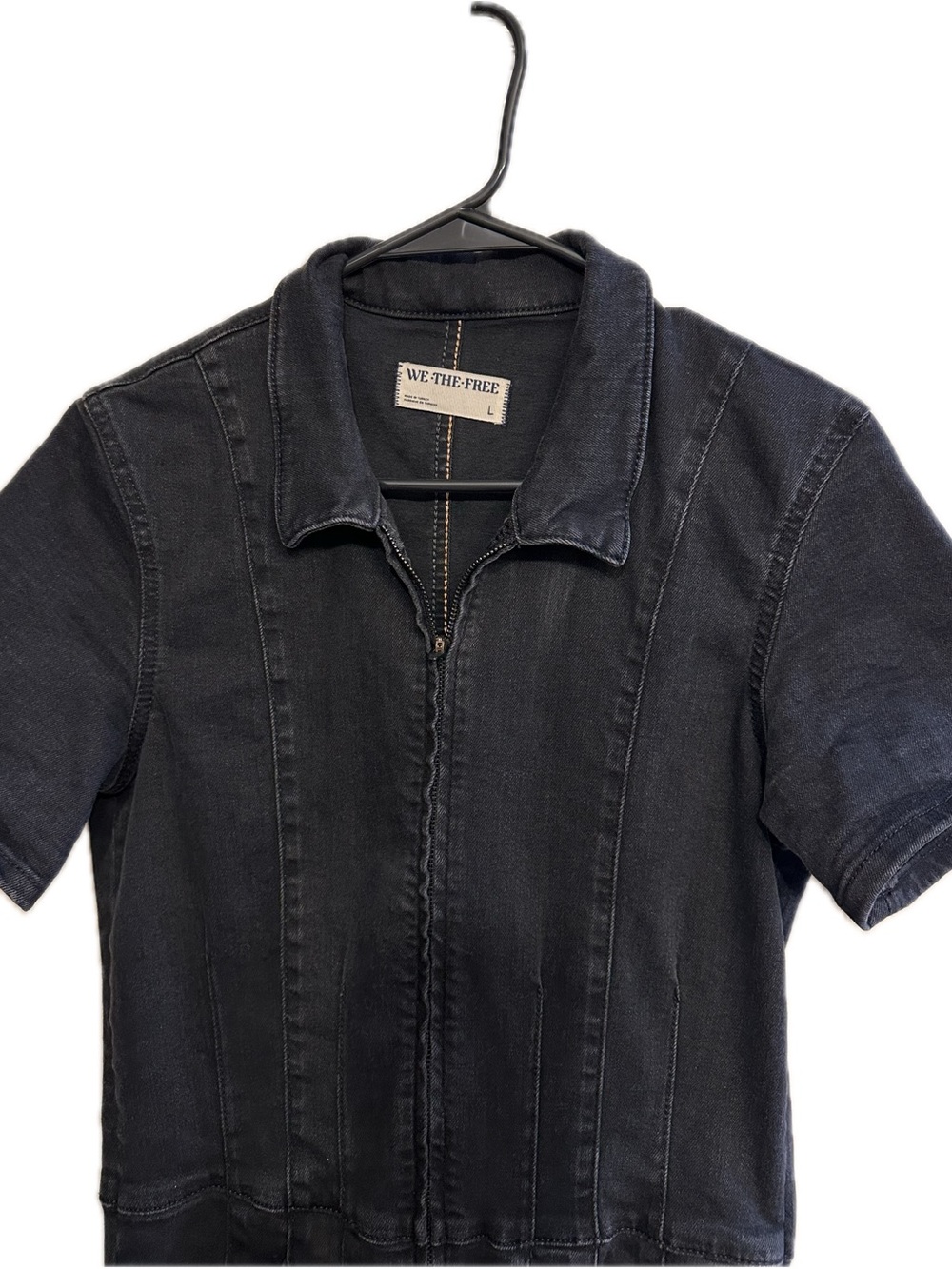 We The Free Black Short-Sleeve Zip-Front Jumpsuit - Picture 5 of 8